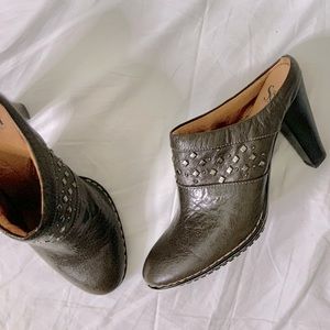 Leather Studded Mule Clog Slide NWOT